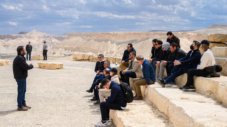 members of the Halutz cohort 1 visited Ben-Gurion's grave  in Sde Boker and heard a lecture